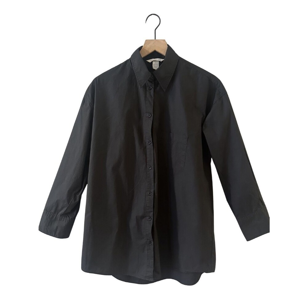 H&M Cotton Oversized Black Button Down Shirt